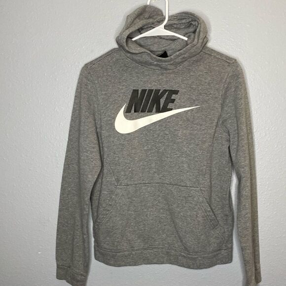 Gray Nike Kangaroo Pouch Hoodie Size Large Kids Unisex - Picture 1 of 10